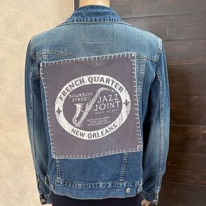 Upcycled French Quarter New Orleans Denim Jacket Size Juniors L